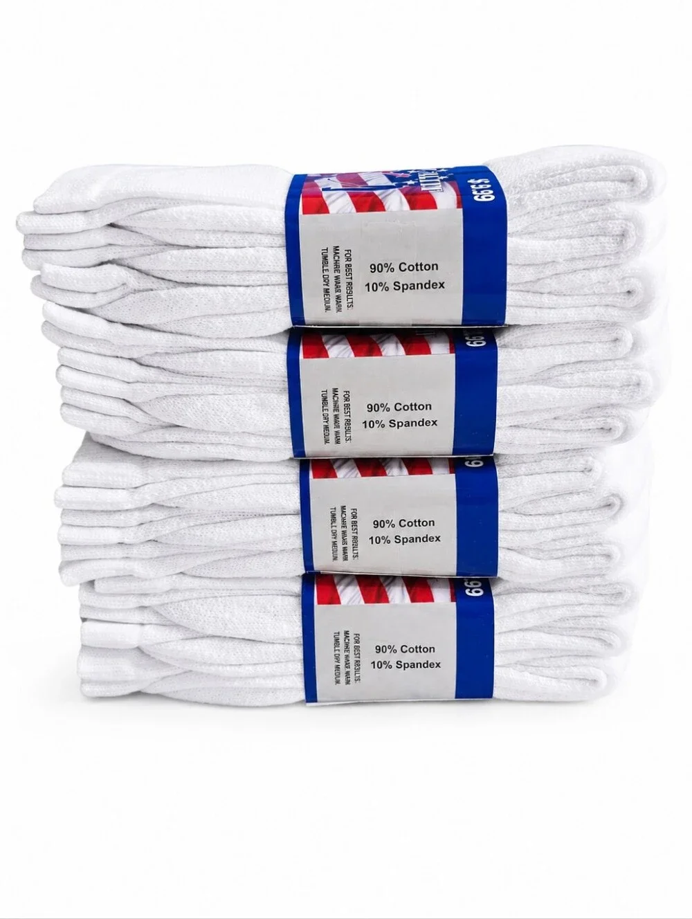 12 Pairs Men's Cotton Crew Everyday Plain Solid White Socks Size 9-11